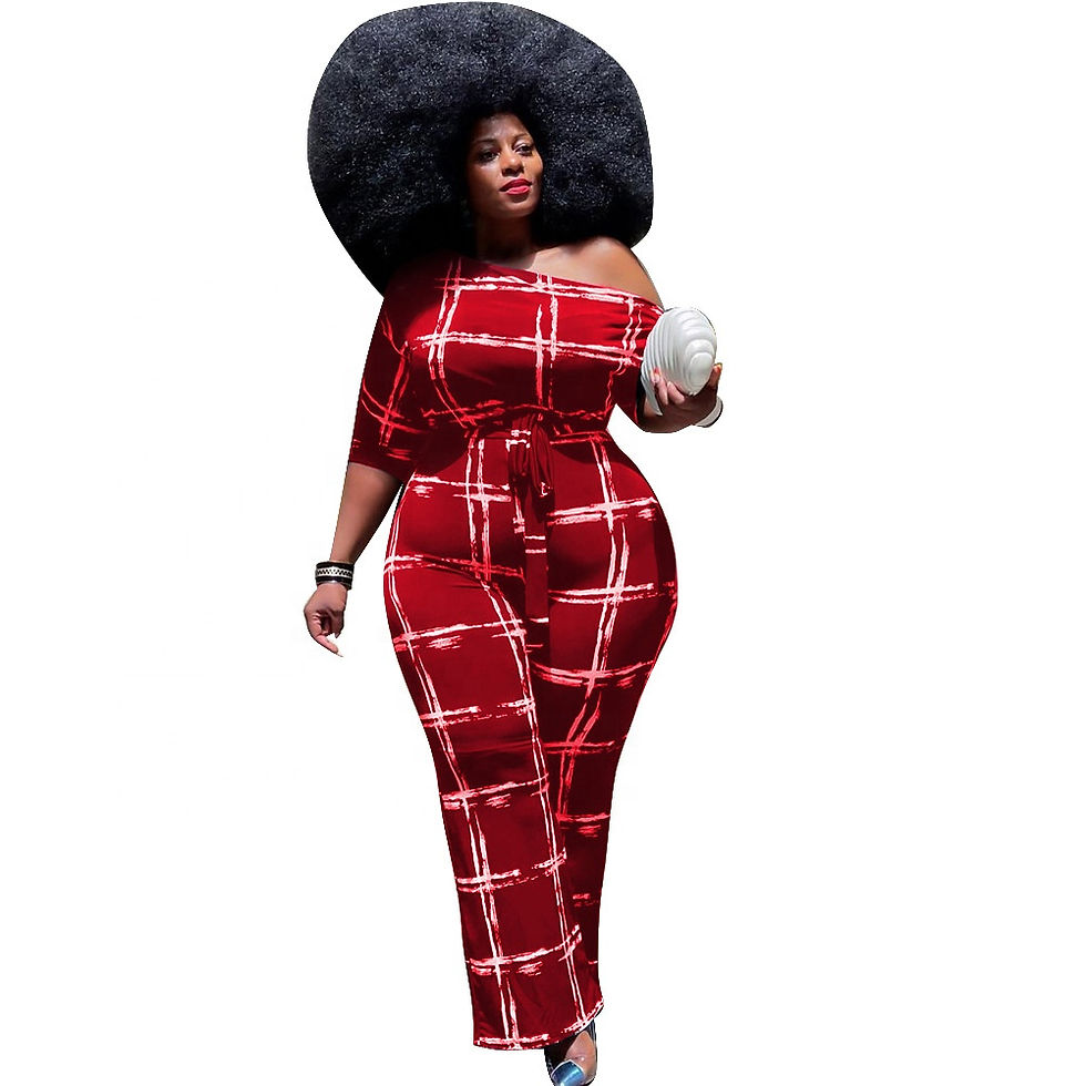 Miniatura: Printed Stylish Loose One Piece Jumpsuit  Plus Size