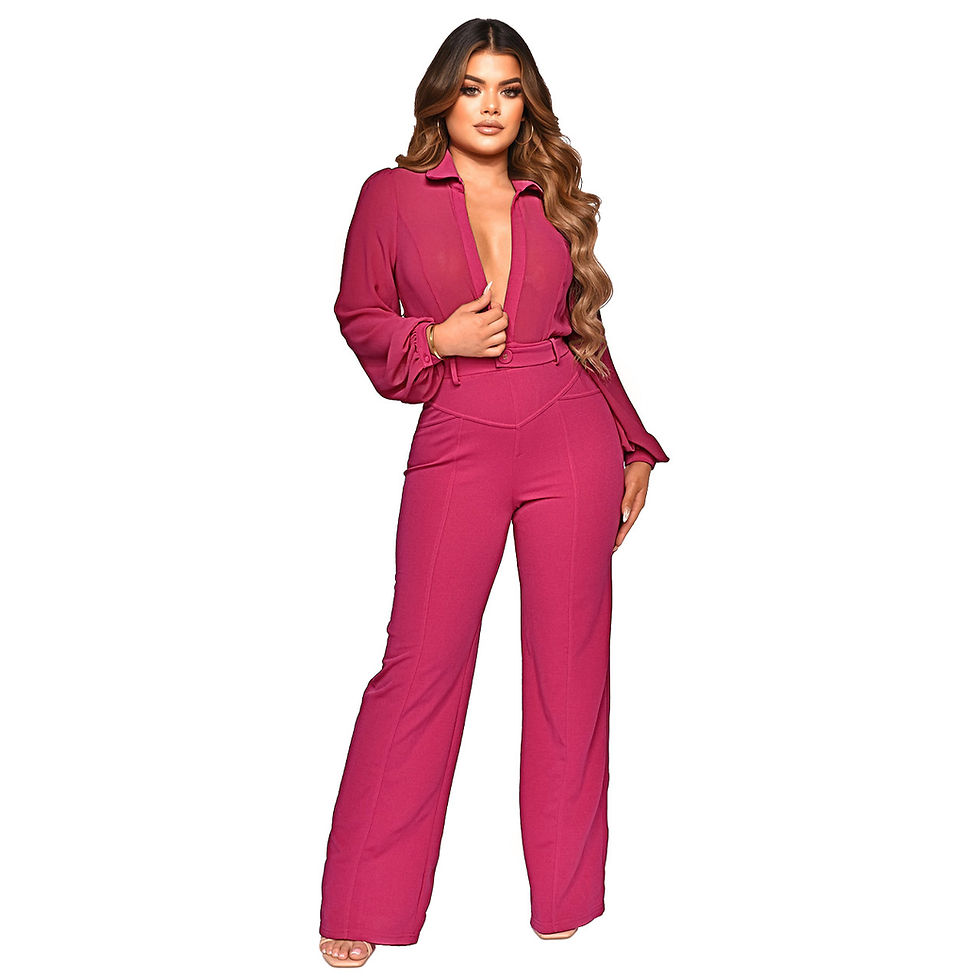Miniature : Trendy Fashion "See Through" Chiffon Knitted Jumpsuit