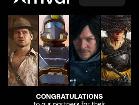 2026 Game Nominations Key Art, including Indiana Jones and the Great Circle, Helldivers 2, Death Stranding 2 on the Beach, and Ghost of Yotei.