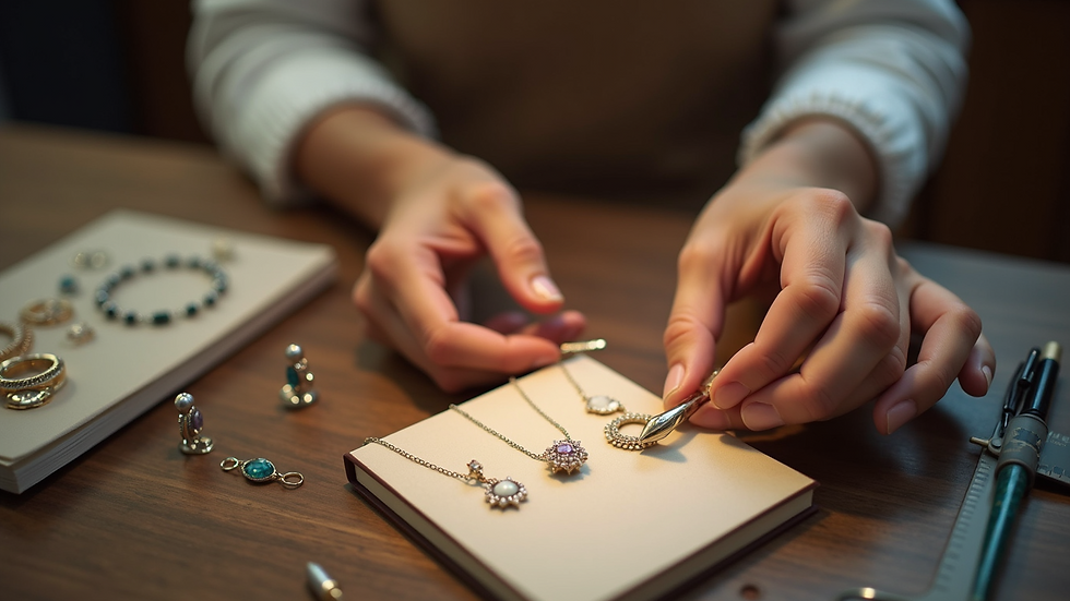High angle view of jewelry consultation settings