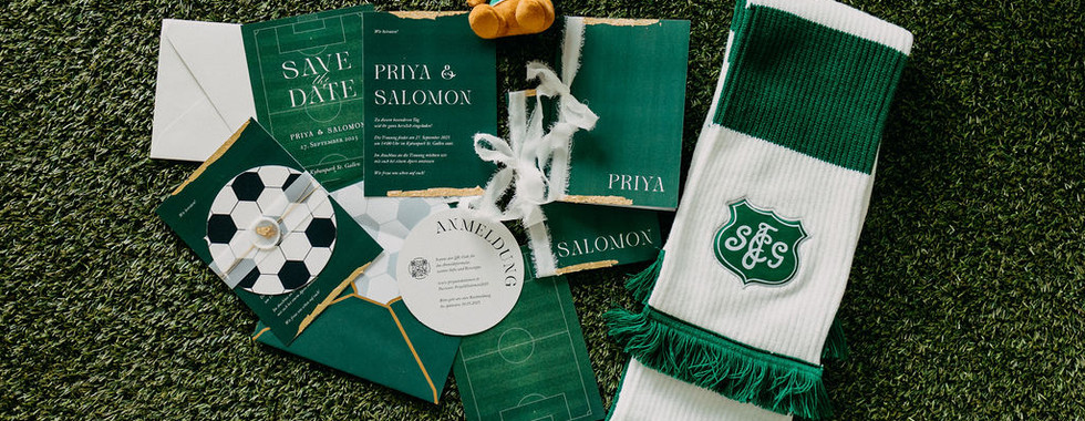 Hochzeitspapeterie in den Vereinsfarben des Fussballclubs