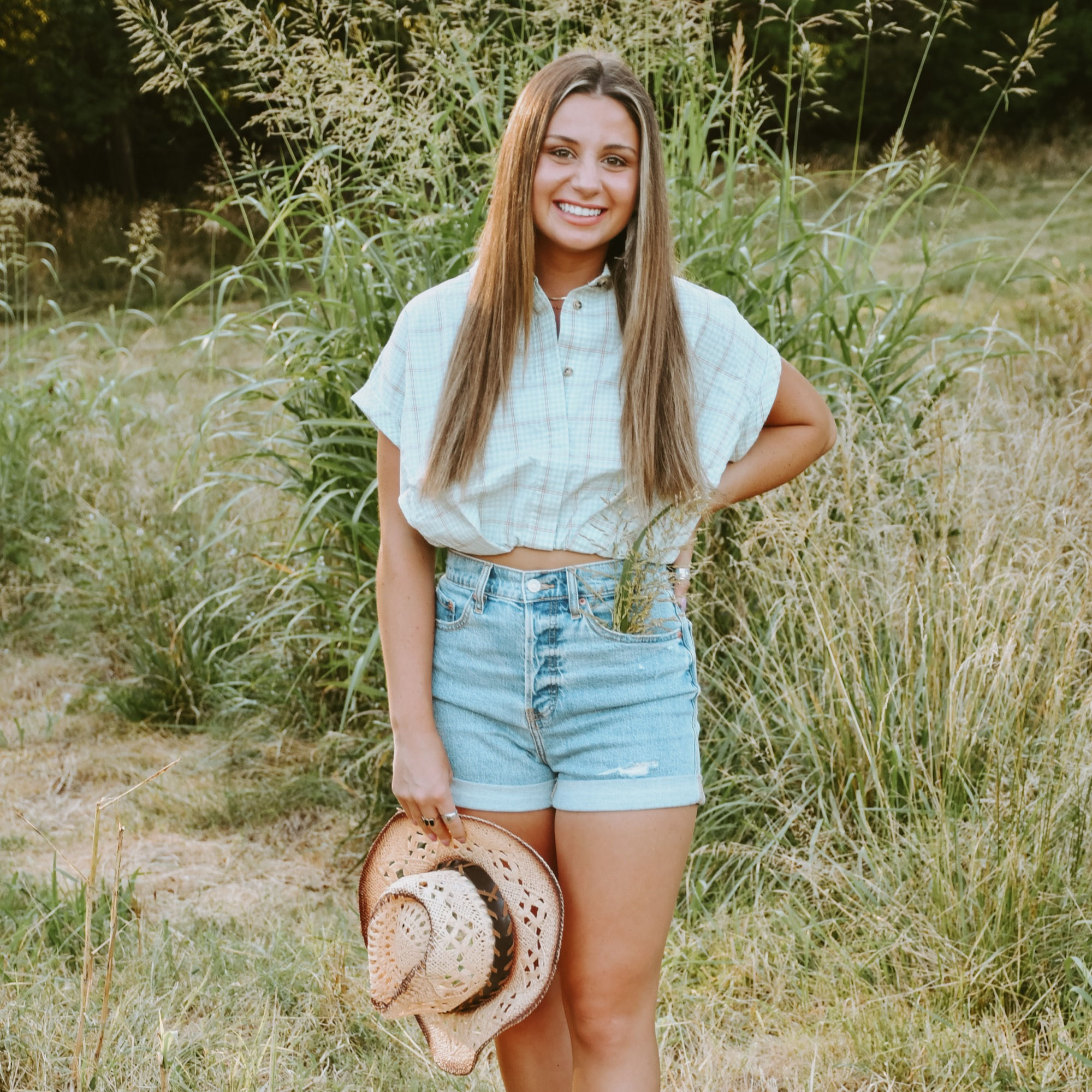Blue & Red Plaid Crop Top