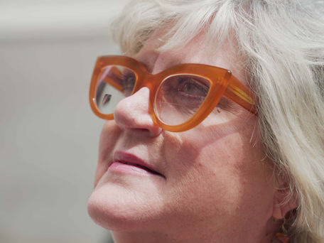 narrative video in nyc woman looking up aspirationally