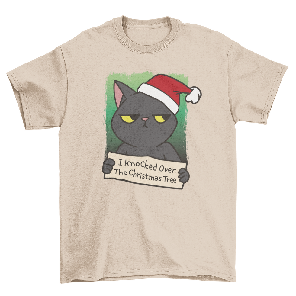 Thumbnail: Christmas black cat tree t-shirt