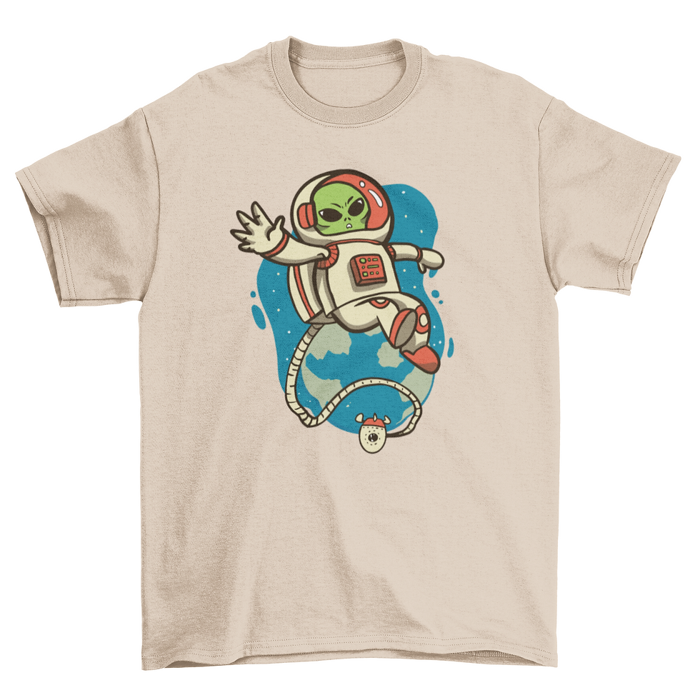 Thumbnail: Astronaut alien cartoon space t-shirt