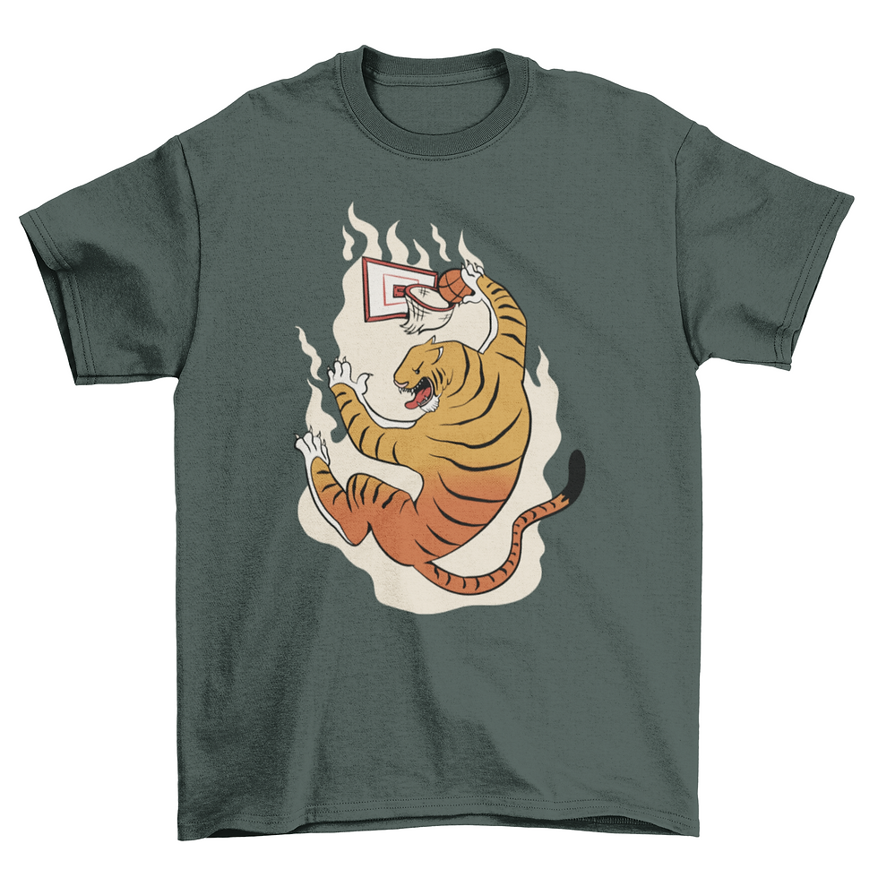 Thumbnail: Tiger animal playing basketball t-shirt