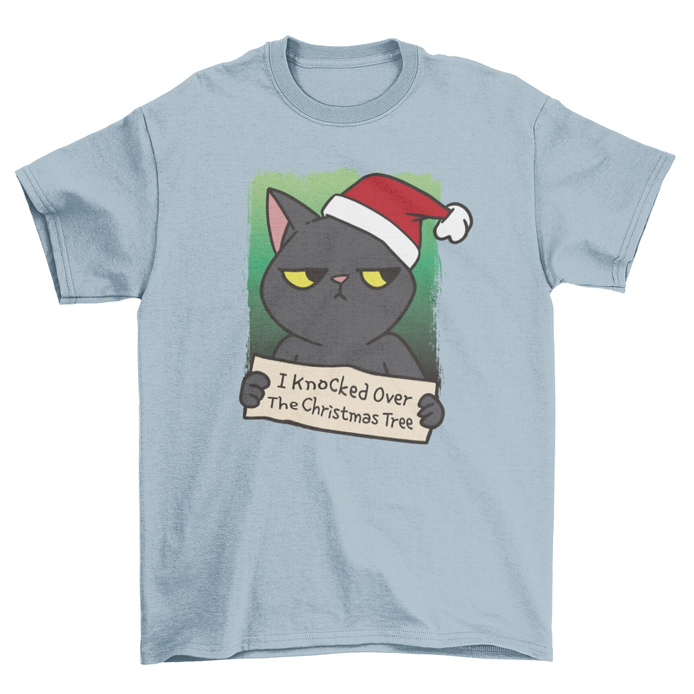 Thumbnail: Christmas black cat tree t-shirt