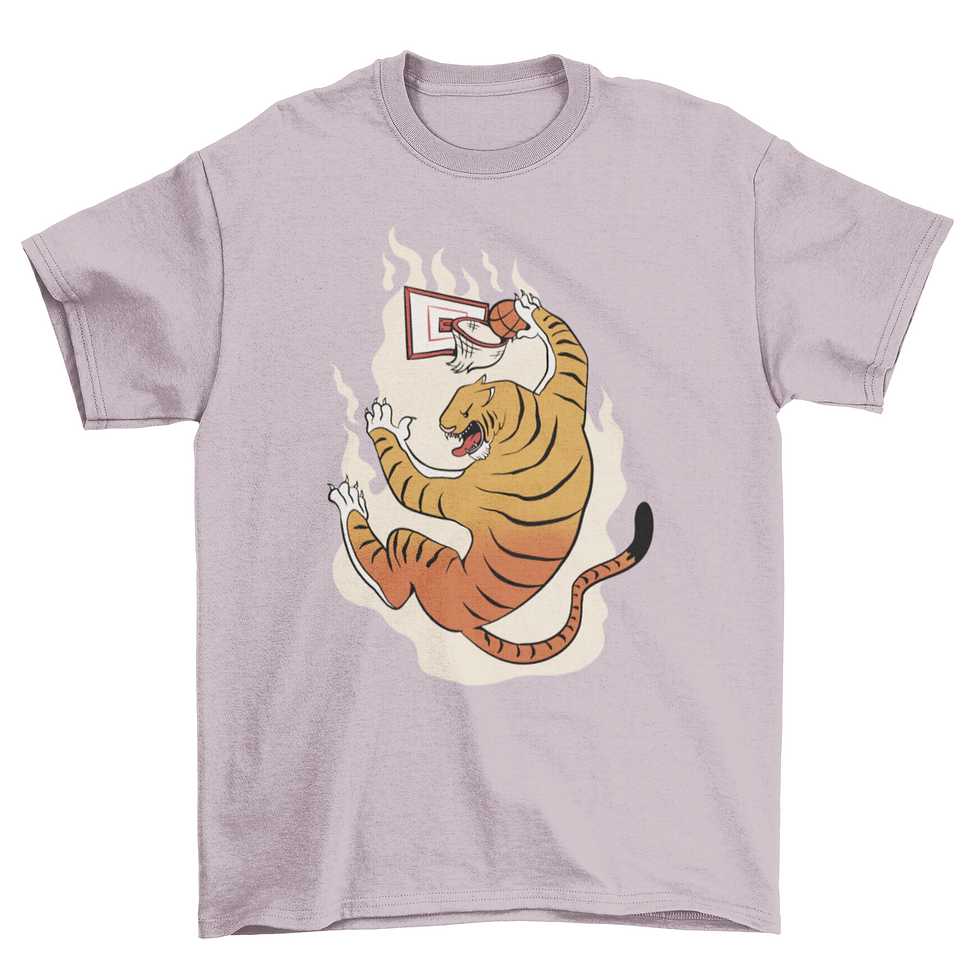 Thumbnail: Tiger animal playing basketball t-shirt