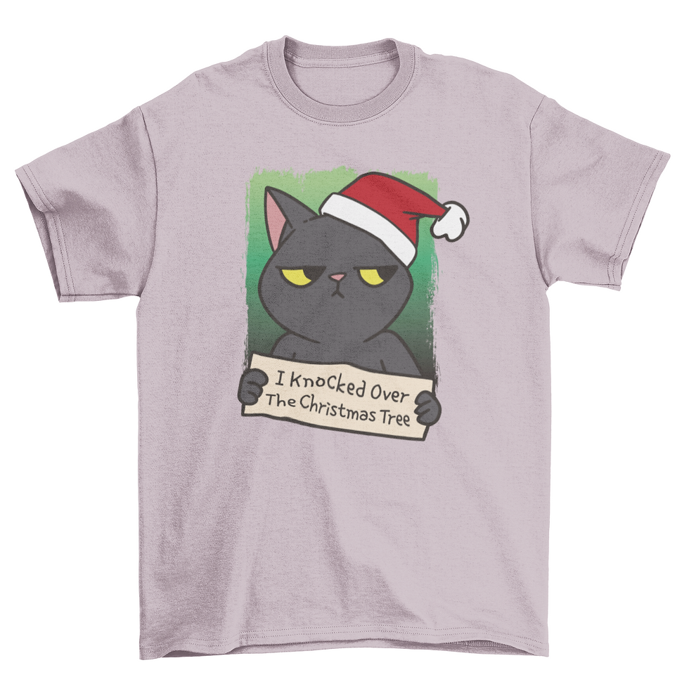 Thumbnail: Christmas black cat tree t-shirt