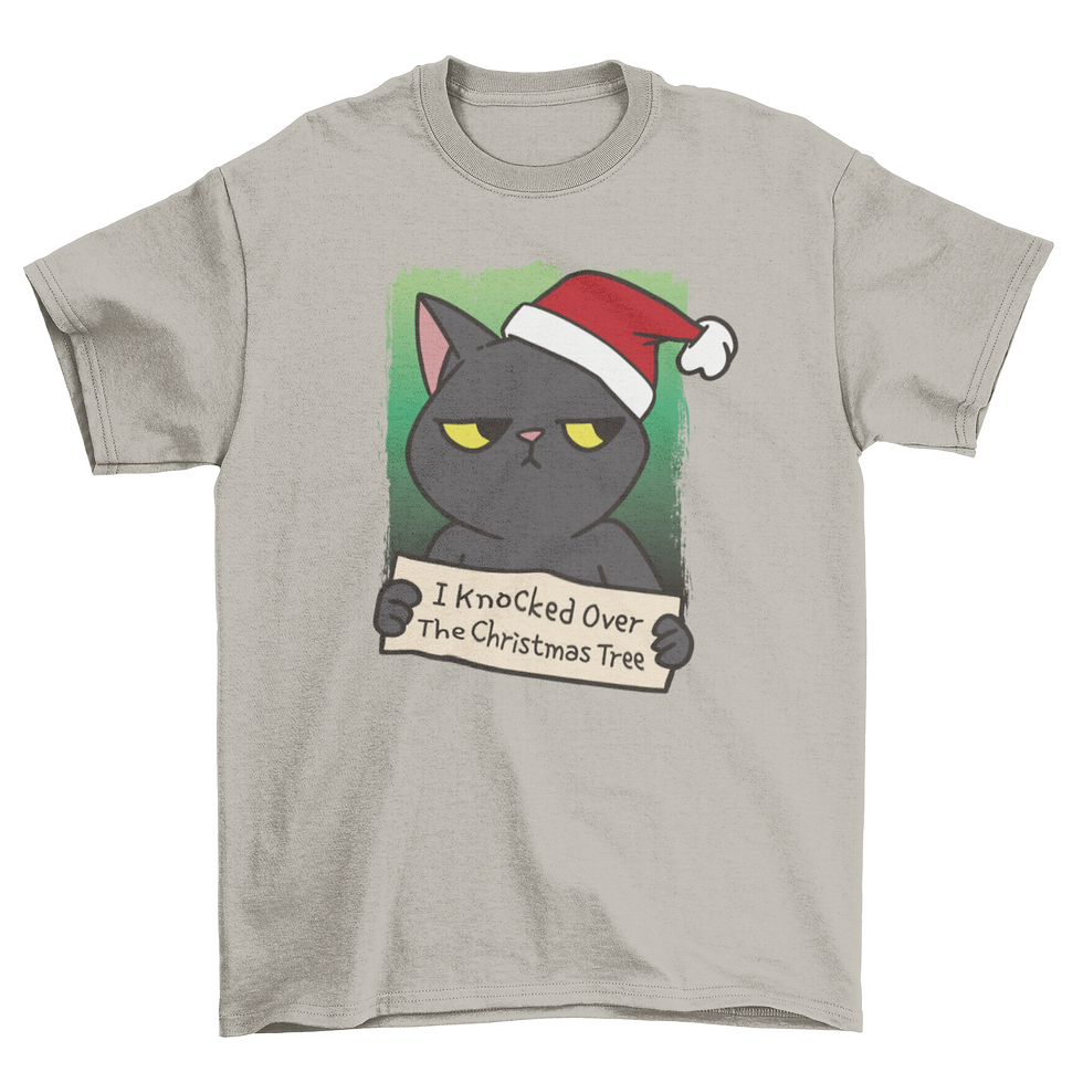 Thumbnail: Christmas black cat tree t-shirt