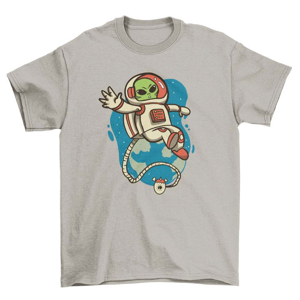 Thumbnail: Astronaut alien cartoon space t-shirt