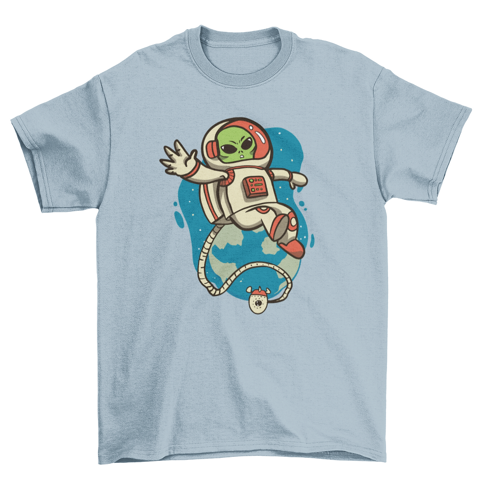Thumbnail: Astronaut alien cartoon space t-shirt