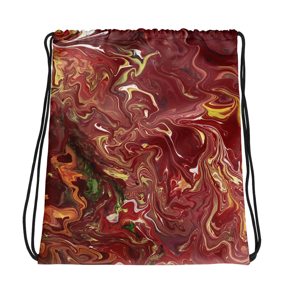Red/Orange Flow Art Drawstring bag