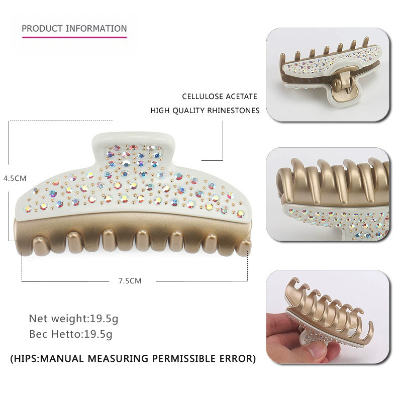 Thumbnail: Handmade Spark Rhinestones Hair Clip Claw for Women Luxury French Styles Lu