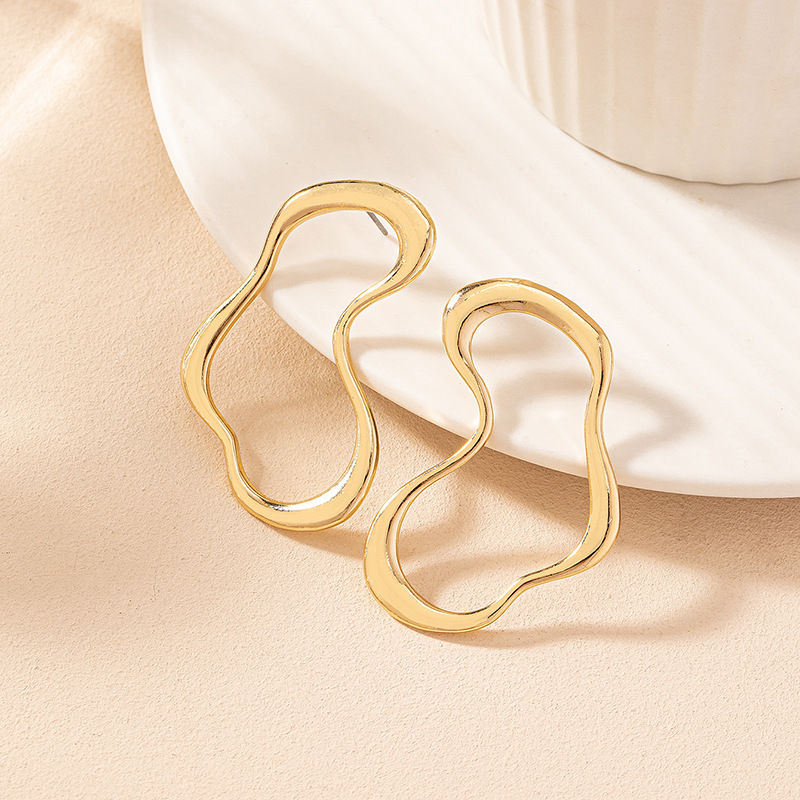 Thumbnail: LATS Minimalist Irregular Heart-shaped Geometry Metal Big Stud Earrings for Wome