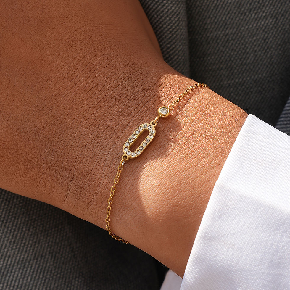 Thumbnail: Elegant Zircon Stainless Steel Bracelet For Women 18K Gold Plated Bracelets Luxu