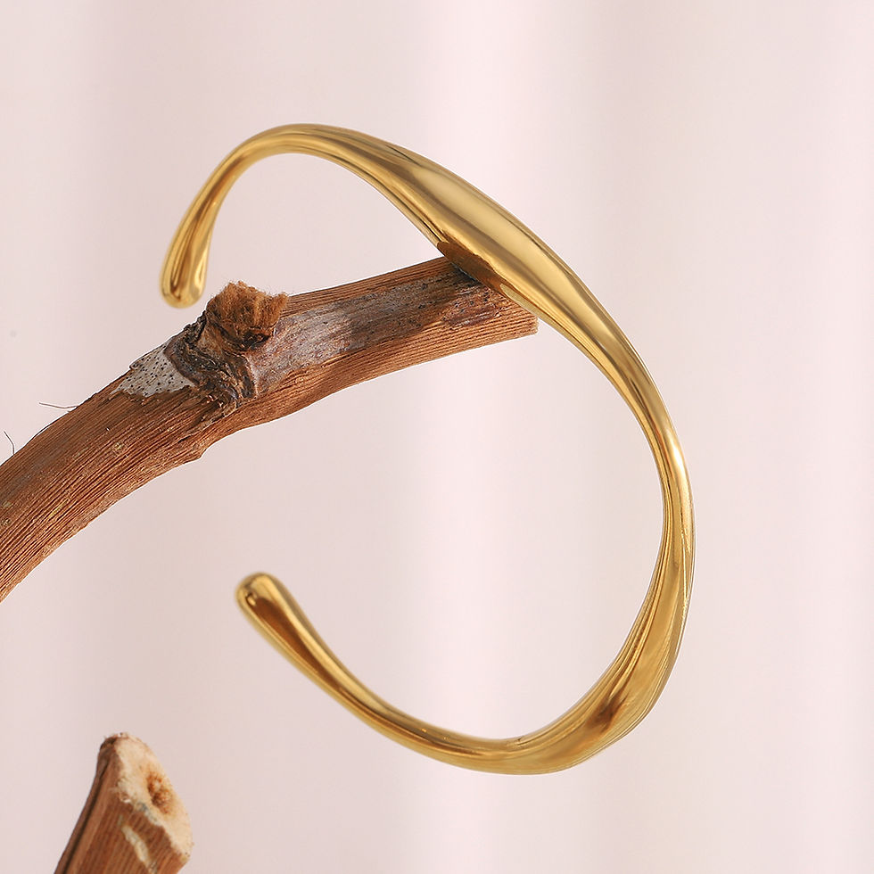 Thumbnail: E.B.belle New Smooth Irregular Twisted Cuff Bracelet 18k Gold Plated Stainless S