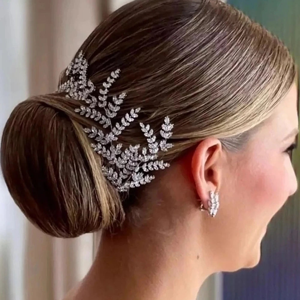 Luxury Bridal Tiara Wedding Hair Clips Jewelry Headpiece Accessories Zirconia Le