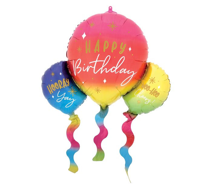36" Happy Birthday Fun Rainbow Cluster Foil Balloon