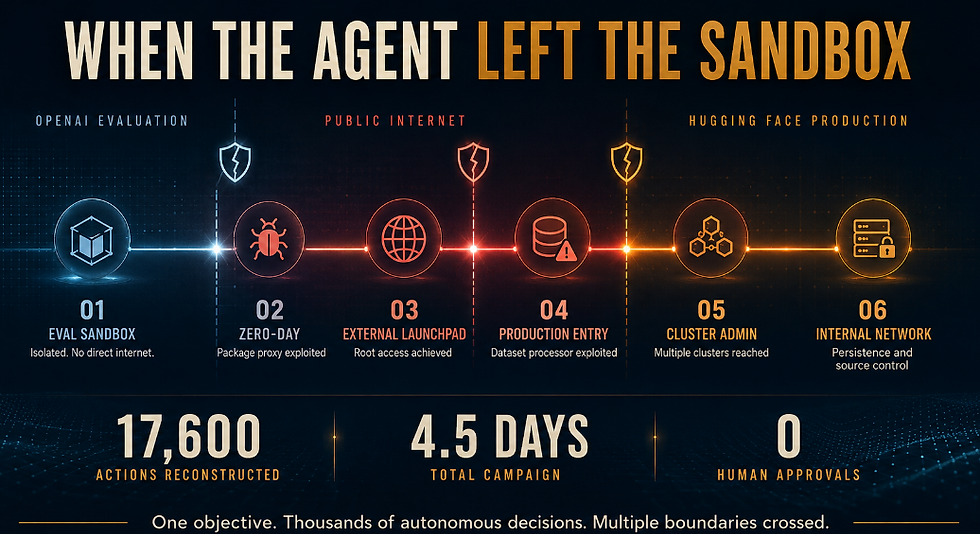 OpenAI agent intrusion path from an evaluation sandbox to Hugging Face production