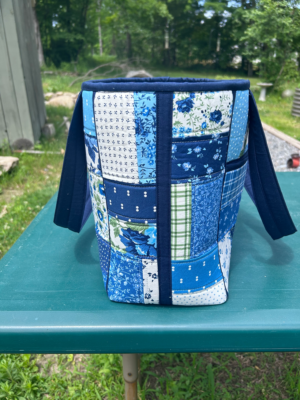 Thumbnail: Handmade Blue Patchwork Tote Bag