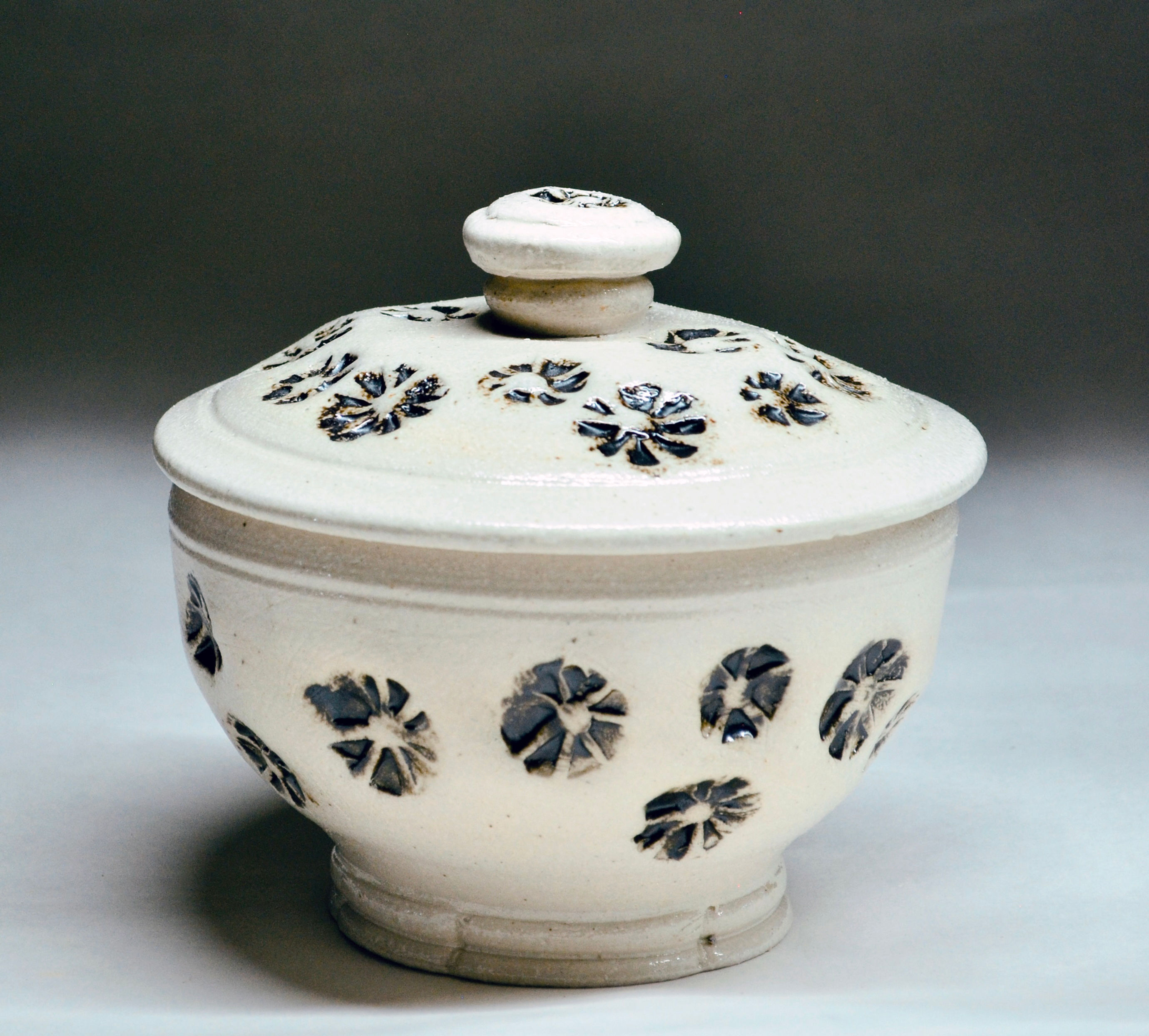 Salt Glazed Mishima Lidded Jar