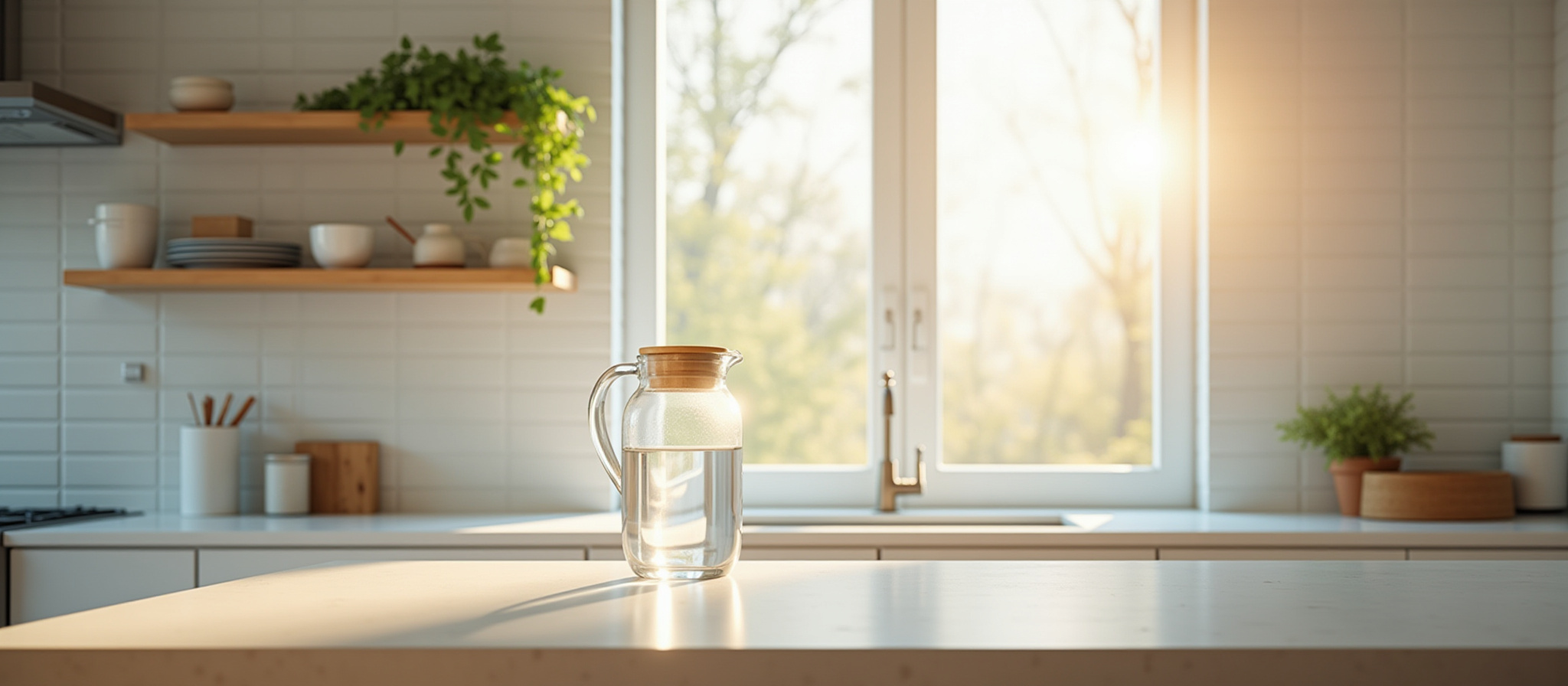 Kitchen with water pitcher
