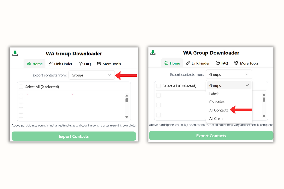 Step 2: Open the Extension & Select All Contacts Option
