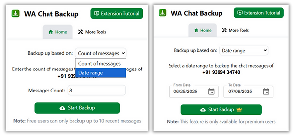 Option B: Backup by Date Range