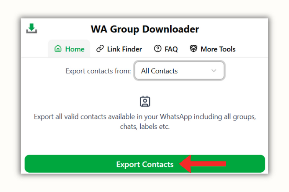 Step 3: Click on the Export Contacts Option