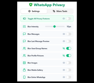 Click on the Privacy Extension icon, choose the elements you wish to blur, and enjoy your secure and private WhatsApp space!