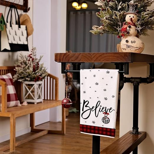 Miniatura: ARKENY Hoilday AD097 - Juego de 2 paños de cocina de Navidad a cuadros