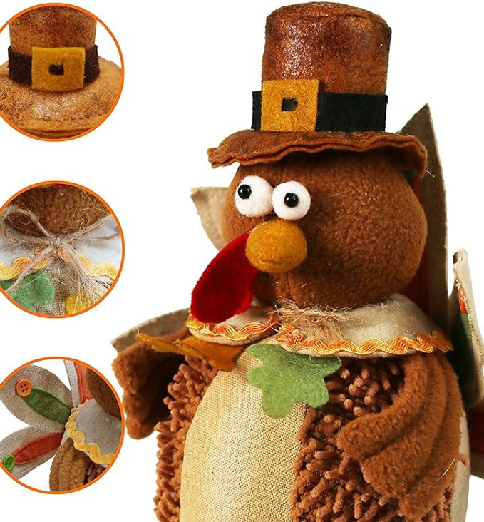 Miniatura: Ogrmar Paquete de 2 muñecas de pavo de peluche de 15 pulgadas