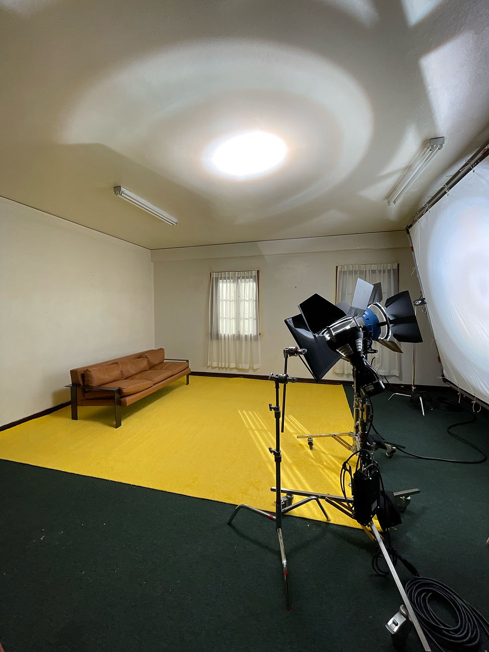 room with yellow rug