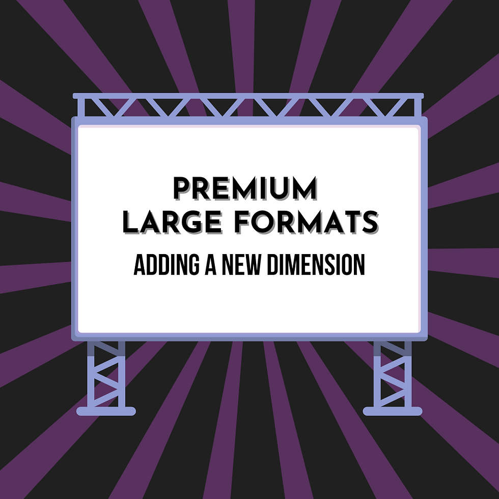 black and purple "sunburst" background with illustrated outdoor movie screen with black text.
