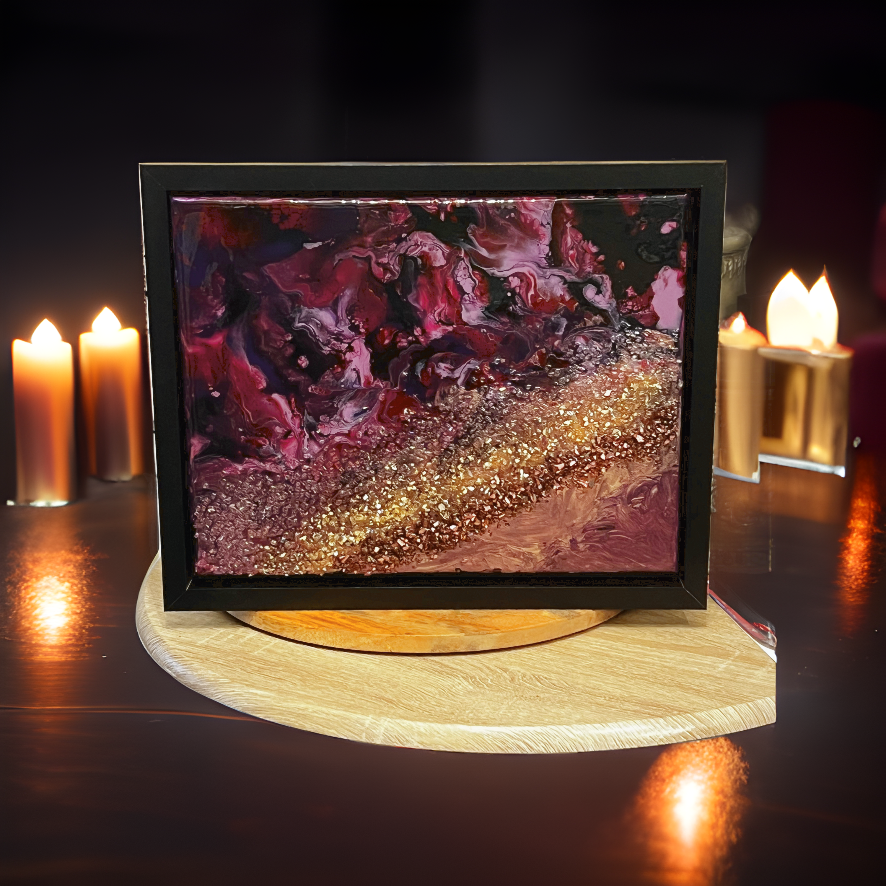 Burgundy swirl with crushed glass