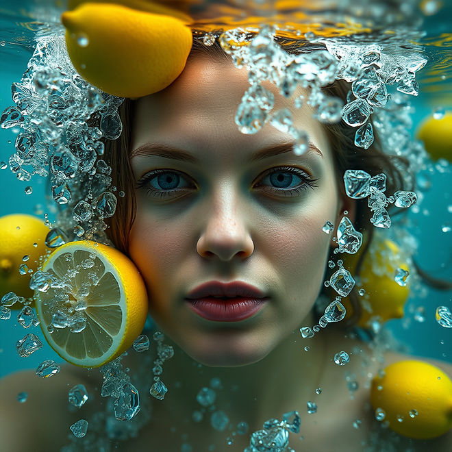 woman face under water with lemons.jpg