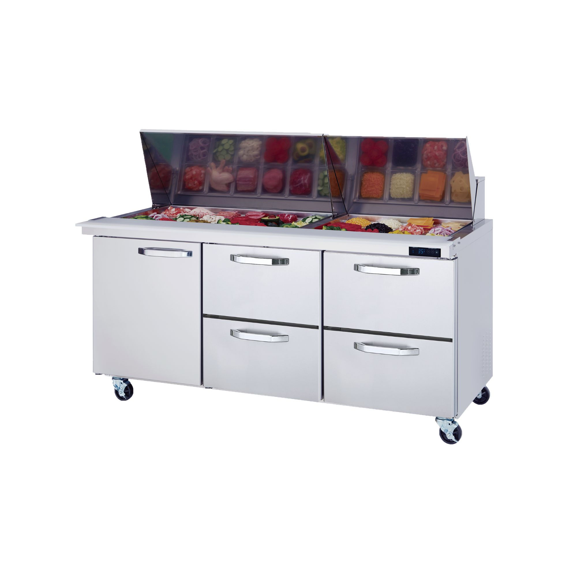 BLMT72-D4RM-HC - Refrigerated Counter, Mega-Top Sandwich Prep Table