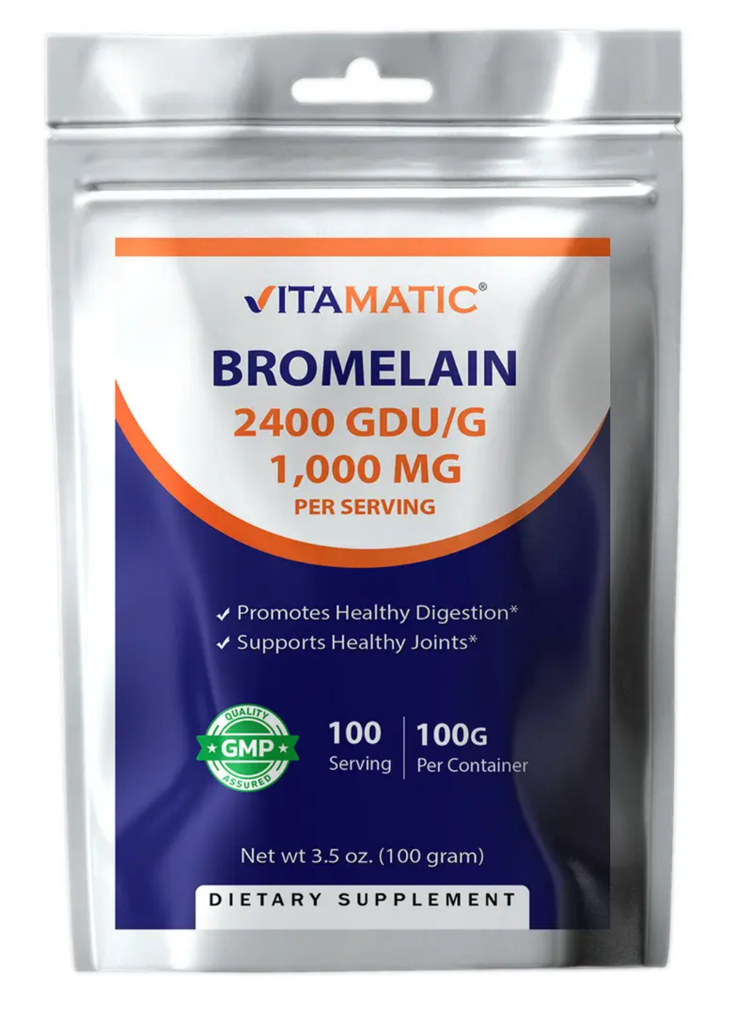 Vitamatic Bromelain Powder 1000mg per Serving - 2400 GDU/g, Proteolytic Enzymes,