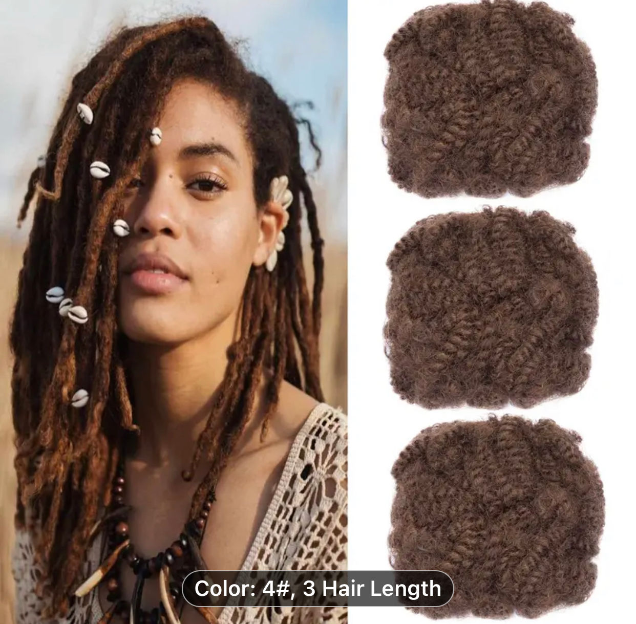3pcs 16 inch Human Hair for Dreadlocks - 100% Afro Kink
