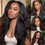 Thumbnail: 100% Kinky Straight 13x4 Human Hair Glueless HD Lace Frontal Wig Put On & Go 