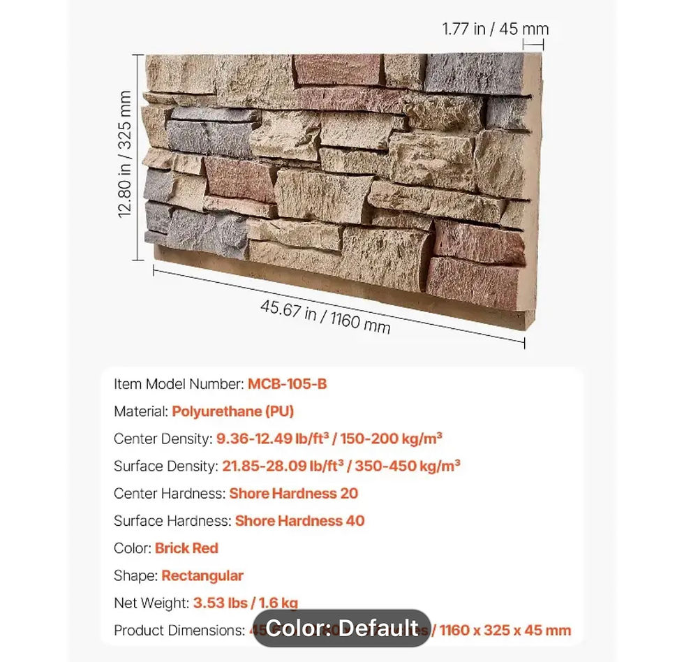 Thumbnail: Faux Stacked Stone Panel 45.6"x12.8" (116x32cm) - Realistic 3D Rock 