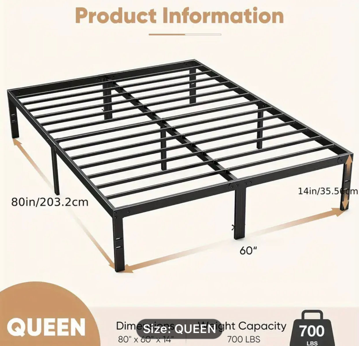 Queen size platform bed frame 