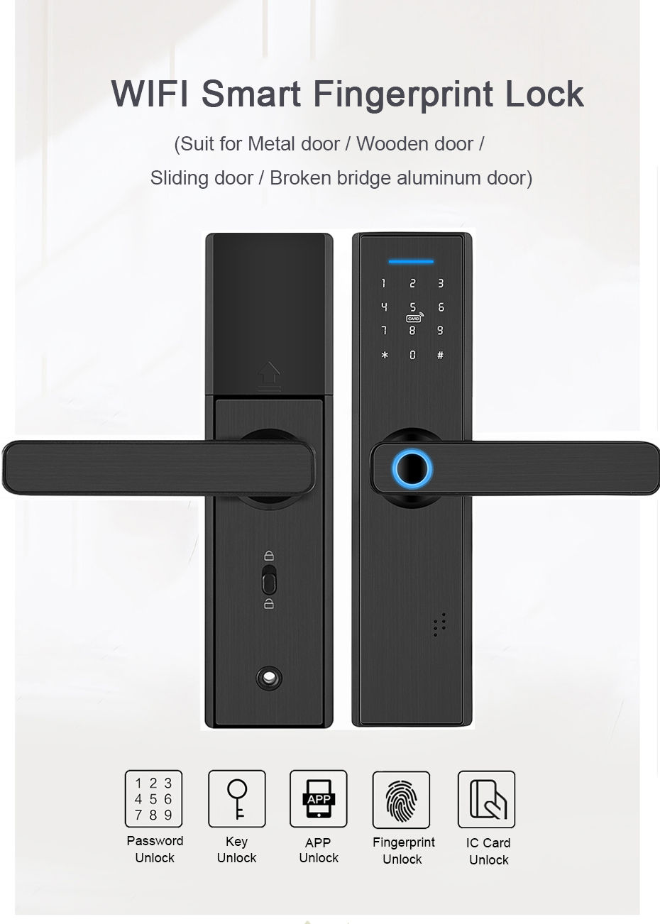 Thumbnail: Fingerprint Smart Lock Card Password Remote Control Normally Mode