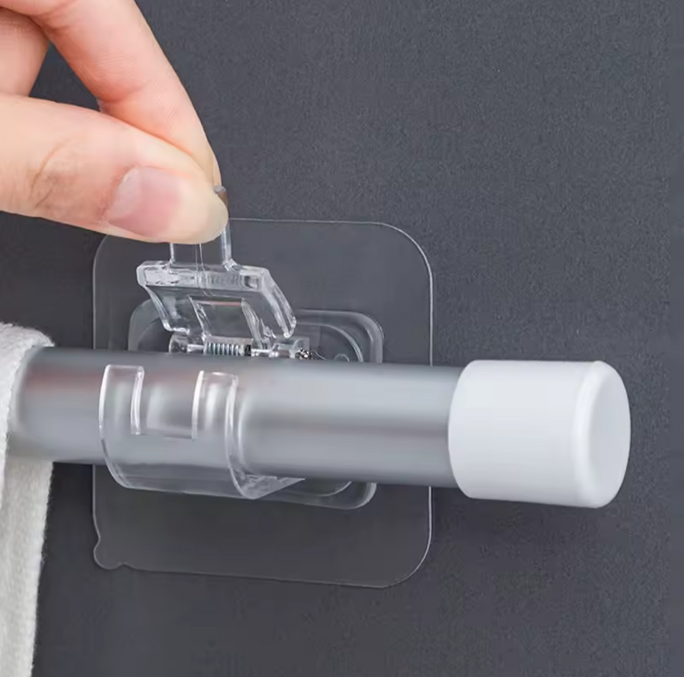 Thumbnail: Renters friendly nail free, adhesive invisible curtain hook bracket  