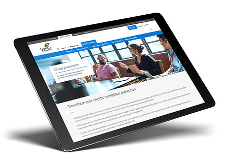 Tablet screen displaying website page