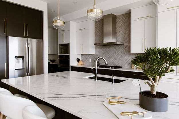 Kitchen, Lake View Home, Casa Loma, West Kelowna, New Build, interior design, okanagan renovation, renovate, black kitchen, gold pulls, beach home, modern home, eq3, dk modern, concrete fireplace, black accents, modern living, general contracting, interior styling