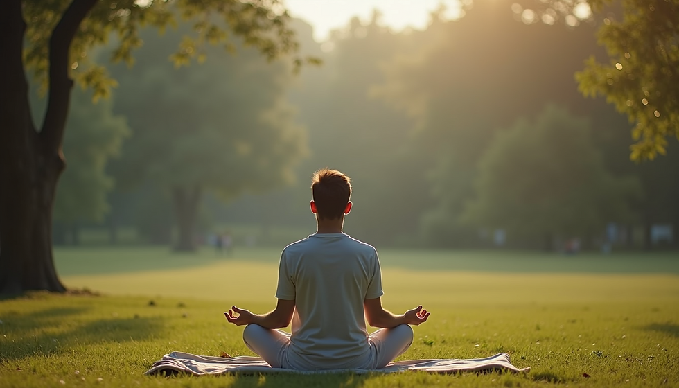 An individual is engaging in deep meditation surrounded by nature's tranquility.