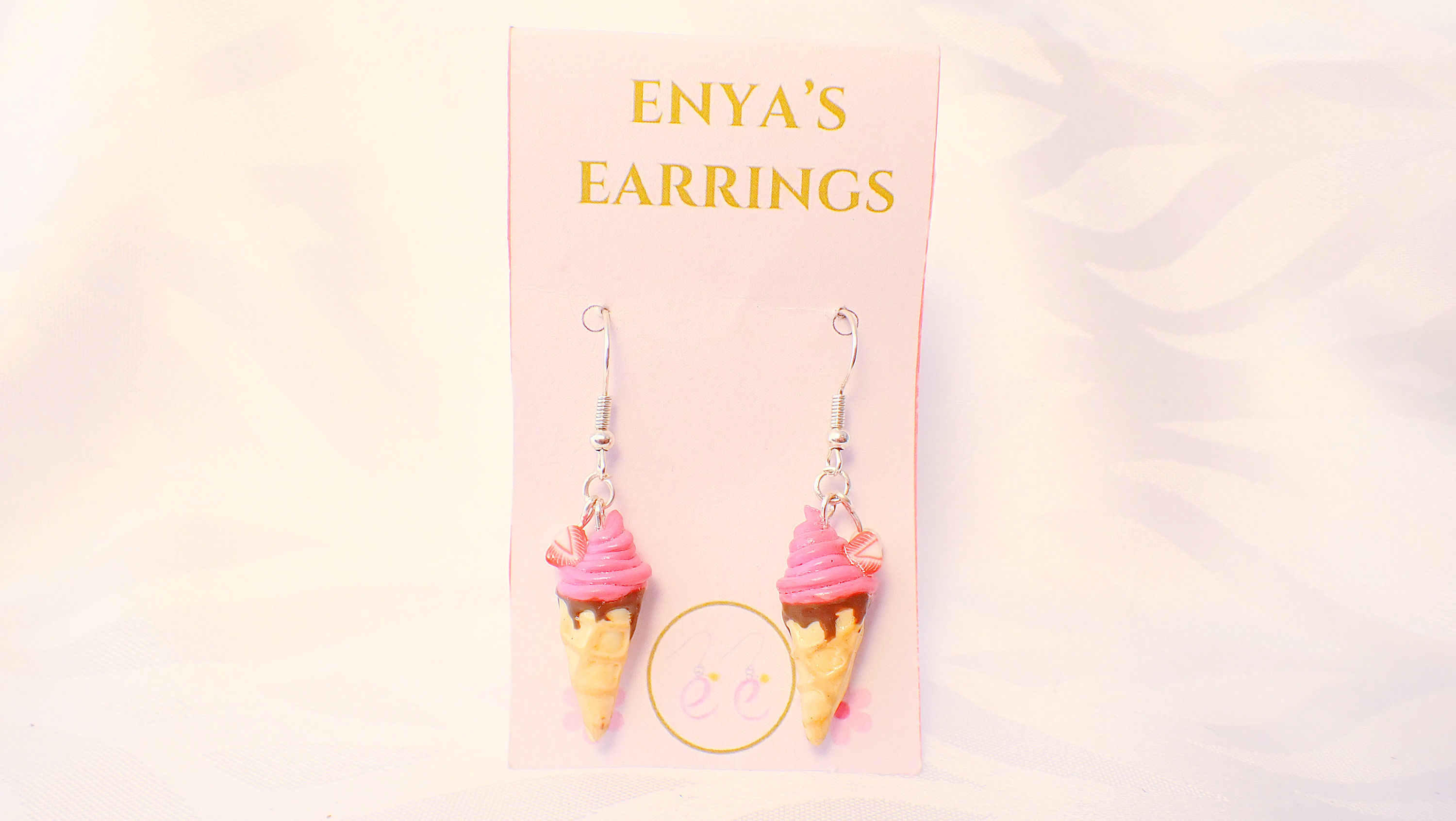 strawberry chocolate ice cream earrings