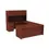 Thumbnail: Red U-shaped office desk with hutch and drawers for workspace.